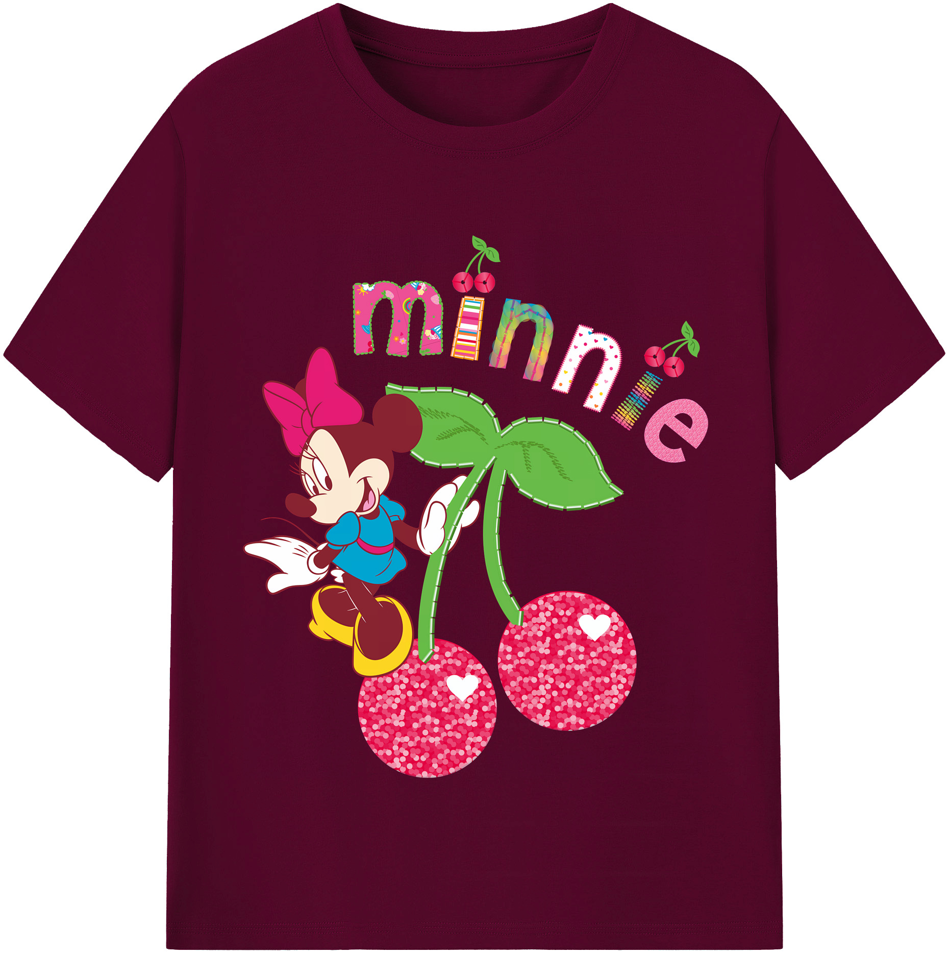 （画像用） ミッキーマウス Mickey Mouse レディースカジュアルプリントTシャツ（綿100％）
